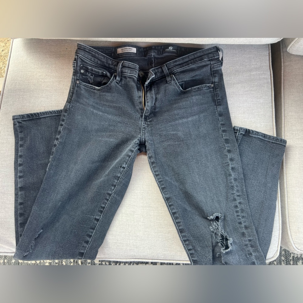 Adriano Goldschmied Womens Distressed Black Skinny Jeans